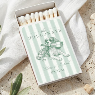 Sage Green Stripe King Cavalier Wedding Matchboxes