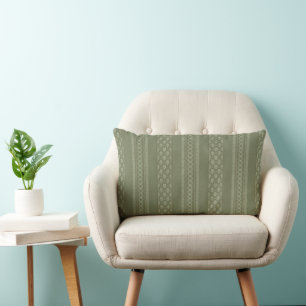 Sage Green Stripe Lines Elegant Mid Century Lumbar Pillow