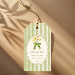 Sage green stripe retro elegant bridal shower gift tags<br><div class="desc">Sage green stripe retro elegant bridal shower thank favor gift tags, retro bridal shower thank you favor tags, fall bridal shower thank you gift tags, earthy stripped bridal shower favor tags, sunflower bridal shower, yellow bridal shower favor tags, grand millennial bridal shower personalized thank you favor gift tags , coquette...</div>