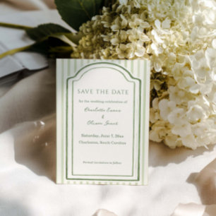 Sage Green Stripe Save The Date