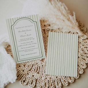 Sage Green Stripe Wedding Invitation