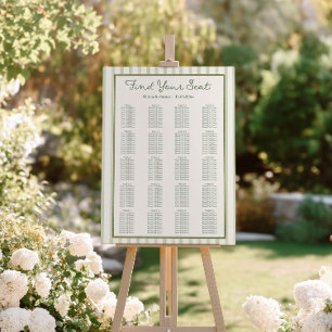 Sage Green Stripe Wedding Seating Chart Foam Board