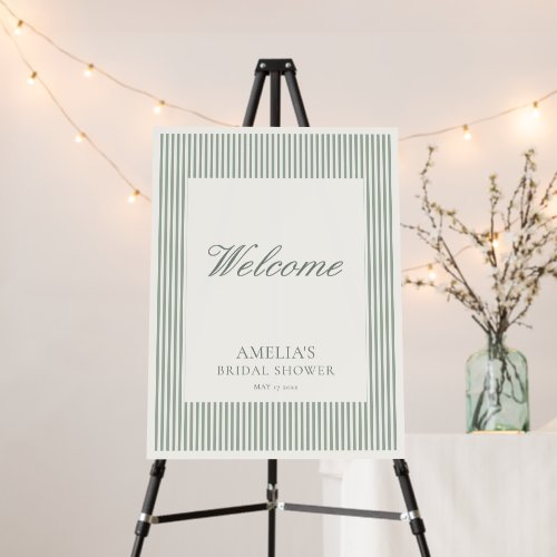 Sage Green Stripe Welcome Bridal Shower Sign