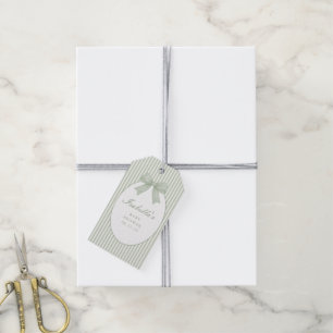 Sage Green Striped Baby Shower Gift Tags