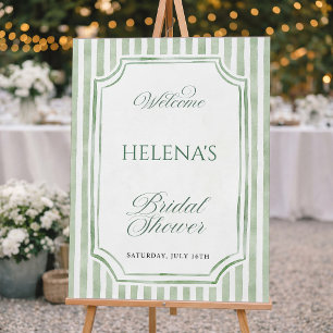 Sage Green Striped Bridal Shower Welcome Sign