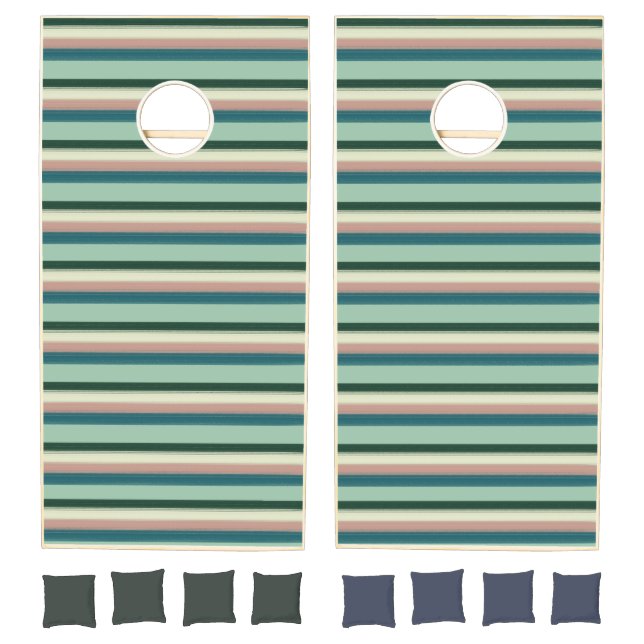 Sage Green Striped Cornhole Set (Set)
