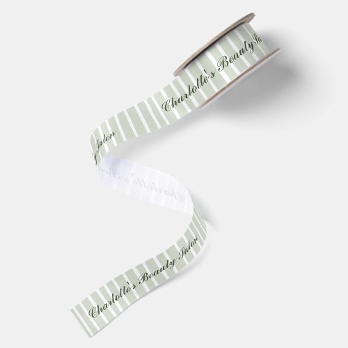 Sage Green Striped Custom Business Name Ribbon