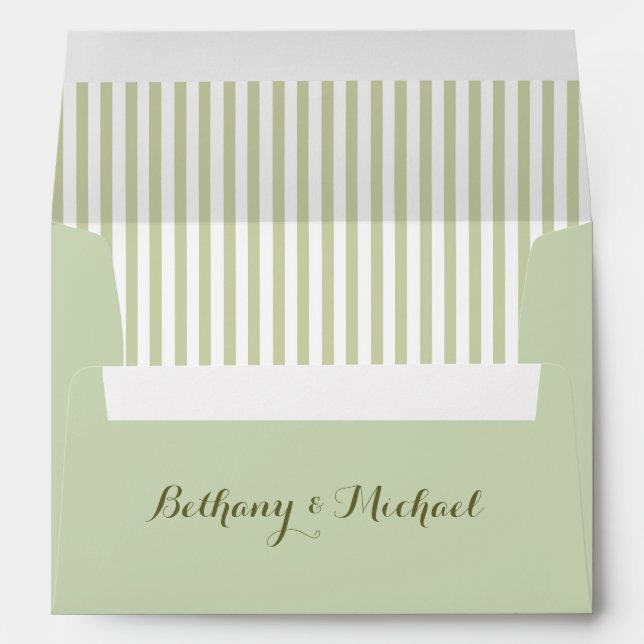 SAGE GREEN Striped Damask Invite Envelope V20 (Back (Bottom))