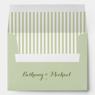 SAGE GREEN Striped Damask Invite Envelope V20