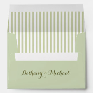 SAGE GREEN Striped Damask Invite Envelope V20