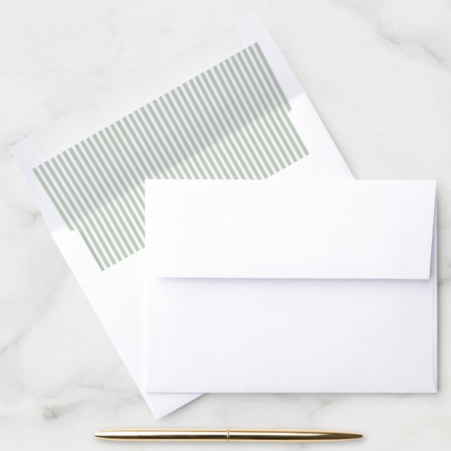 Sage Green Striped Envelope Liner (Desk)