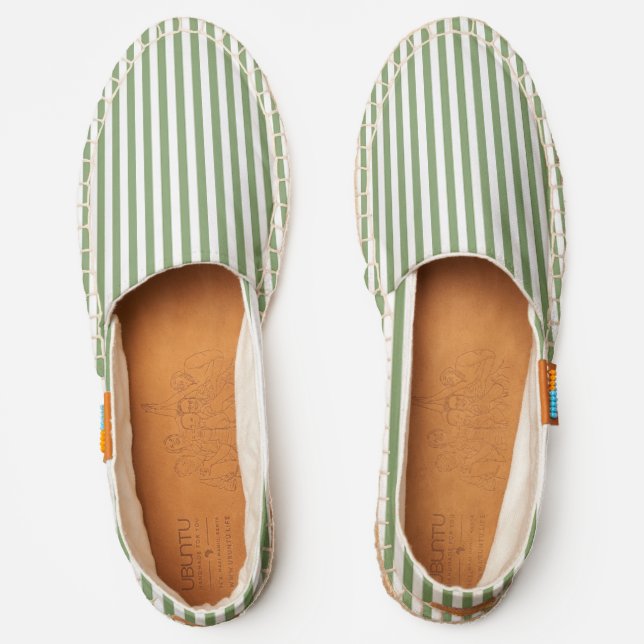 Sage Green Striped Espadrilles  (Front)