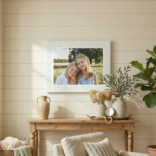 Sage Green Striped Family Photo Keepsake Canvas Print