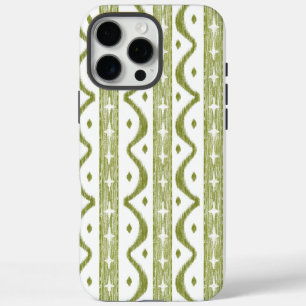 Sage Green Striped Ikat iPhone 16 Max Phone Case