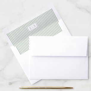 Sage Green Striped Monogram Envelope Liner