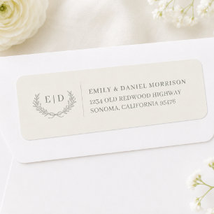 Sage Green Striped Monogram Wedding Return Address Label
