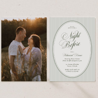 Sage Green Striped Night Before Wedding Rehearsal Invitation