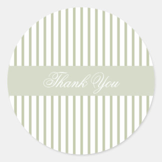 Sage Green Striped Thank You Classic Round Sticker