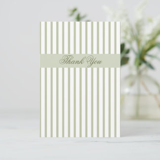 Sage Green Striped Thank You Note Card
