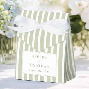 Sage Green Striped Wedding Favor Boxes