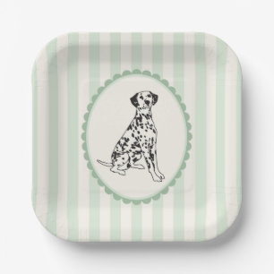 Sage Green Stripes and Black Dalmatian Paper Plates