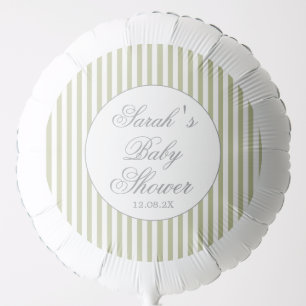 Sage Green Stripes Baby Shower Balloon