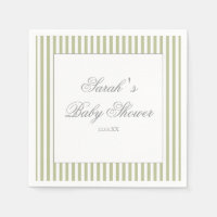 Sage Green Stripes Baby Shower