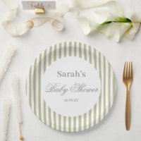 Sage Green Stripes Baby Shower