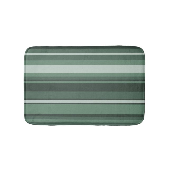 Sage green stripes bathroom mat (Front)