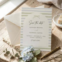 Sage Green Stripes Bow Wedding