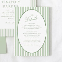 Sage Green Stripes Classic Wedding Details