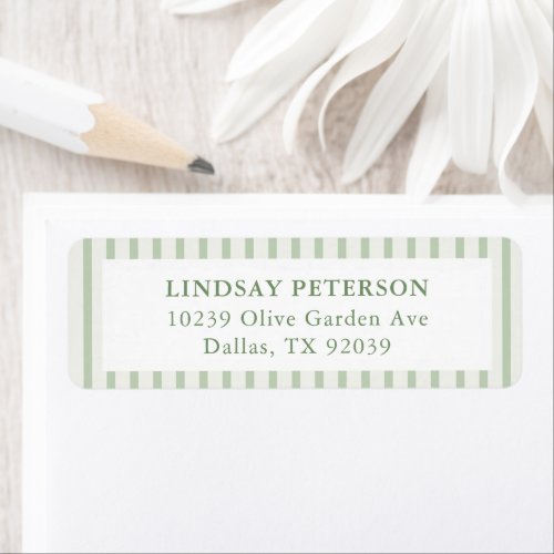 Sage Green Stripes Classic Wedding Label