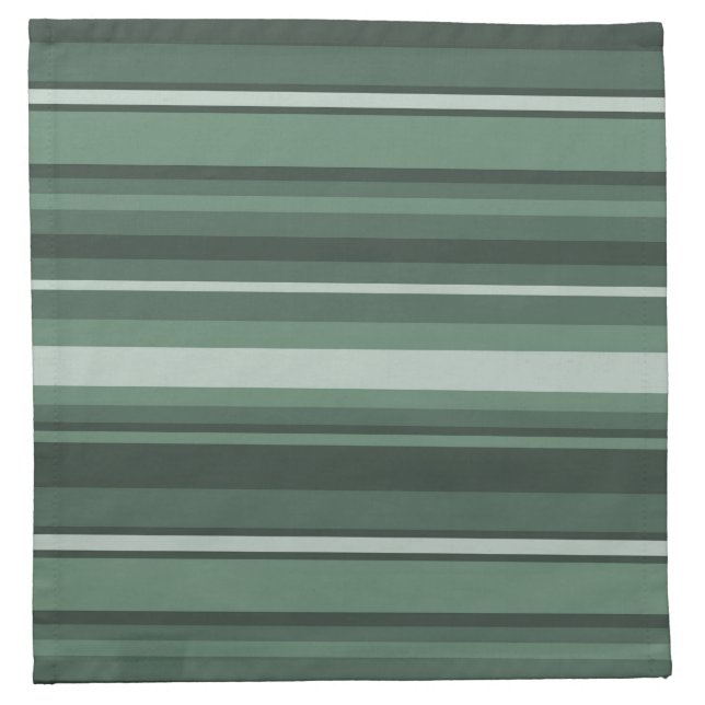 Sage green stripes cloth napkin (Front)