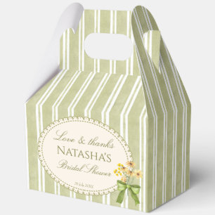 Sage green stripes elegant bridal shower favors favor boxes