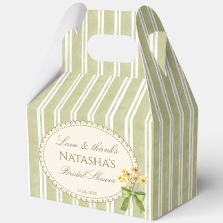 Sage green stripes elegant bridal shower favors favor boxes