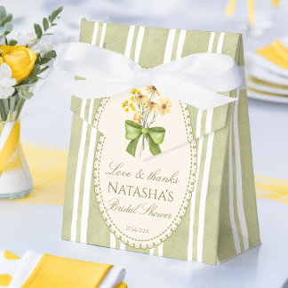 Sage green stripes elegant bridal shower favors favor boxes