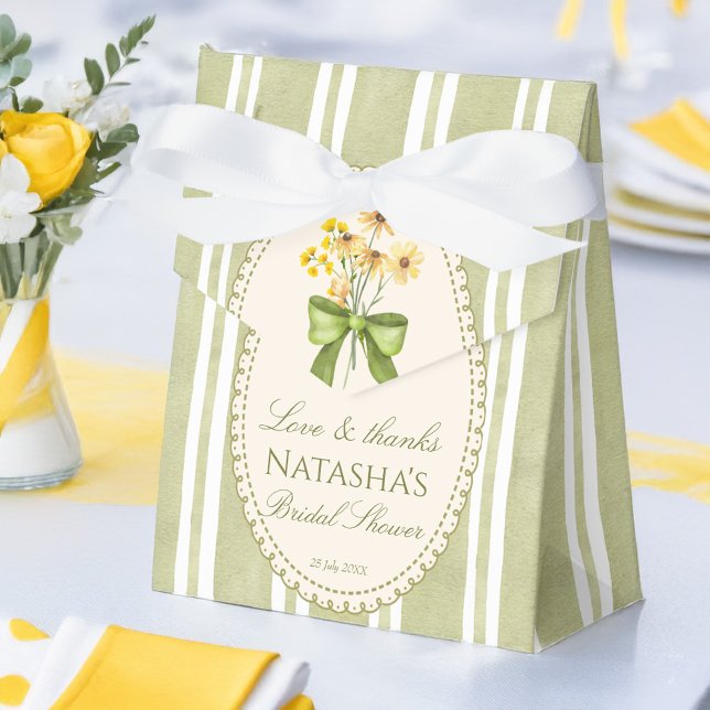 Sage green stripes elegant bridal shower favors favor boxes (Sage green stripes grand millennial coquette elegant bridal shower favors personalized favor boxes)