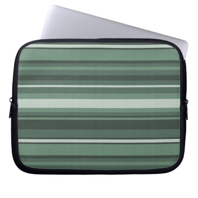 Sage green stripes laptop sleeve (Front)