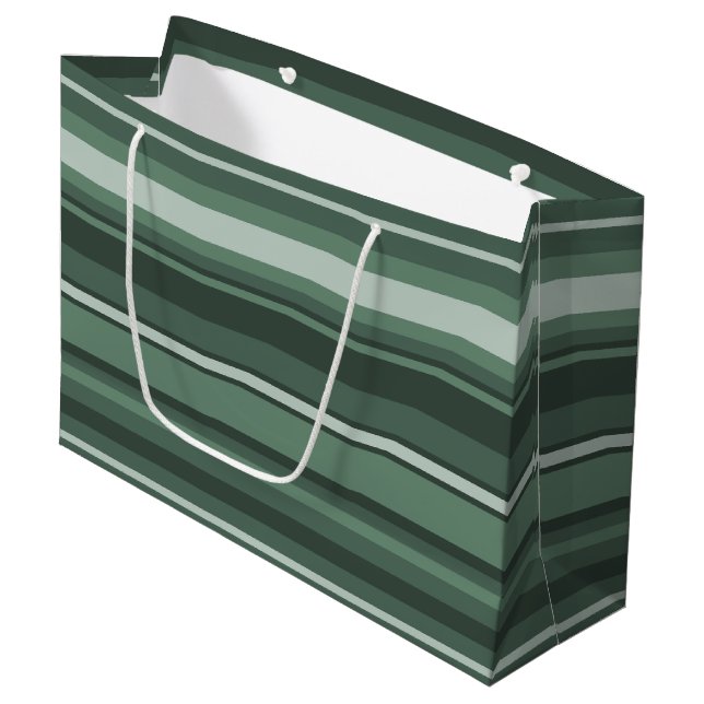 Sage green stripes large gift bag (Front Angled)