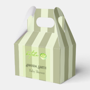 Sage Green Stripes Love you So Matcha Baby Shower Favor Boxes
