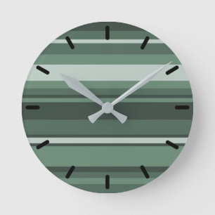 Sage green stripes round clock