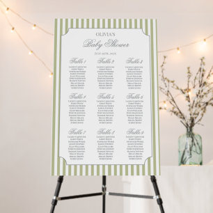 Sage Green Stripes Seating Chart Foam Board
