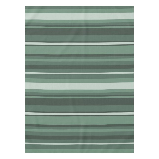 Sage green stripes tablecloth (Front)