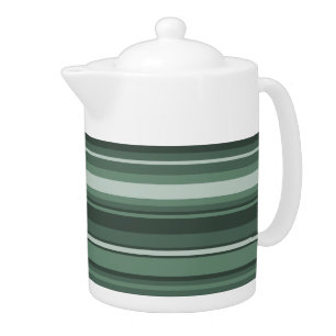 Sage green stripes teapot