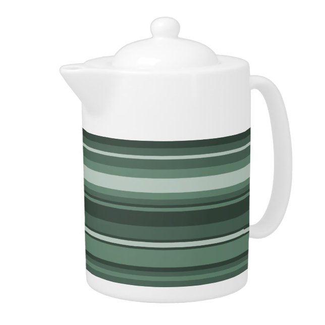 Sage green stripes teapot (Right)