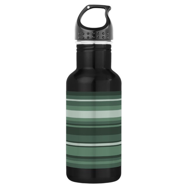 Sage green stripes water bottle (Front)