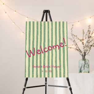 Sage Green Stripes Welcome Bridal Shower Sign