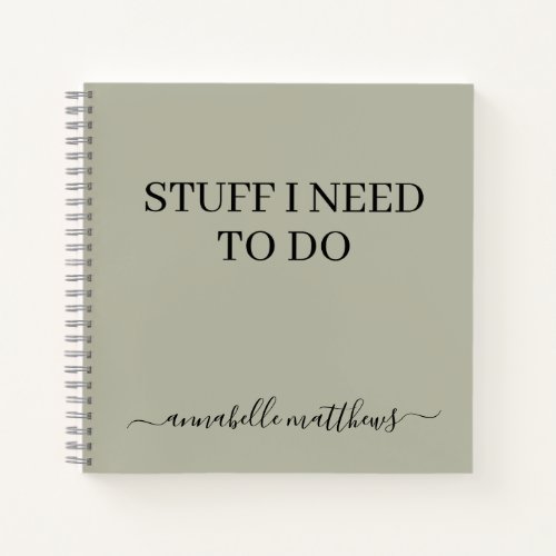 Sage Green Stuff I Need To Do  To Do List  Notebook