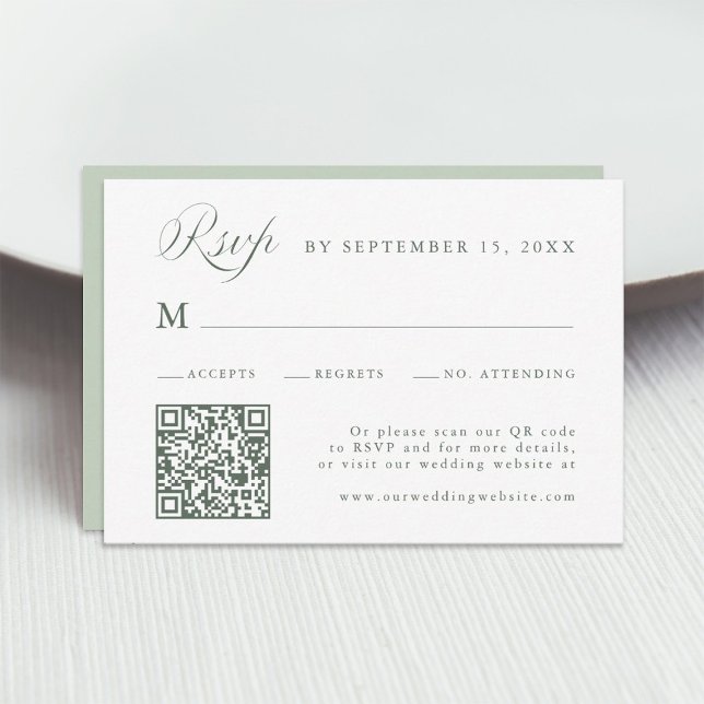 Sage Green Stylish Calligraphy Script Wedding RSVP (Creator Uploaded)