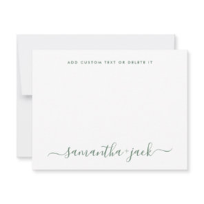 Sage Green Stylish Script Elegant Minimalist Note Card